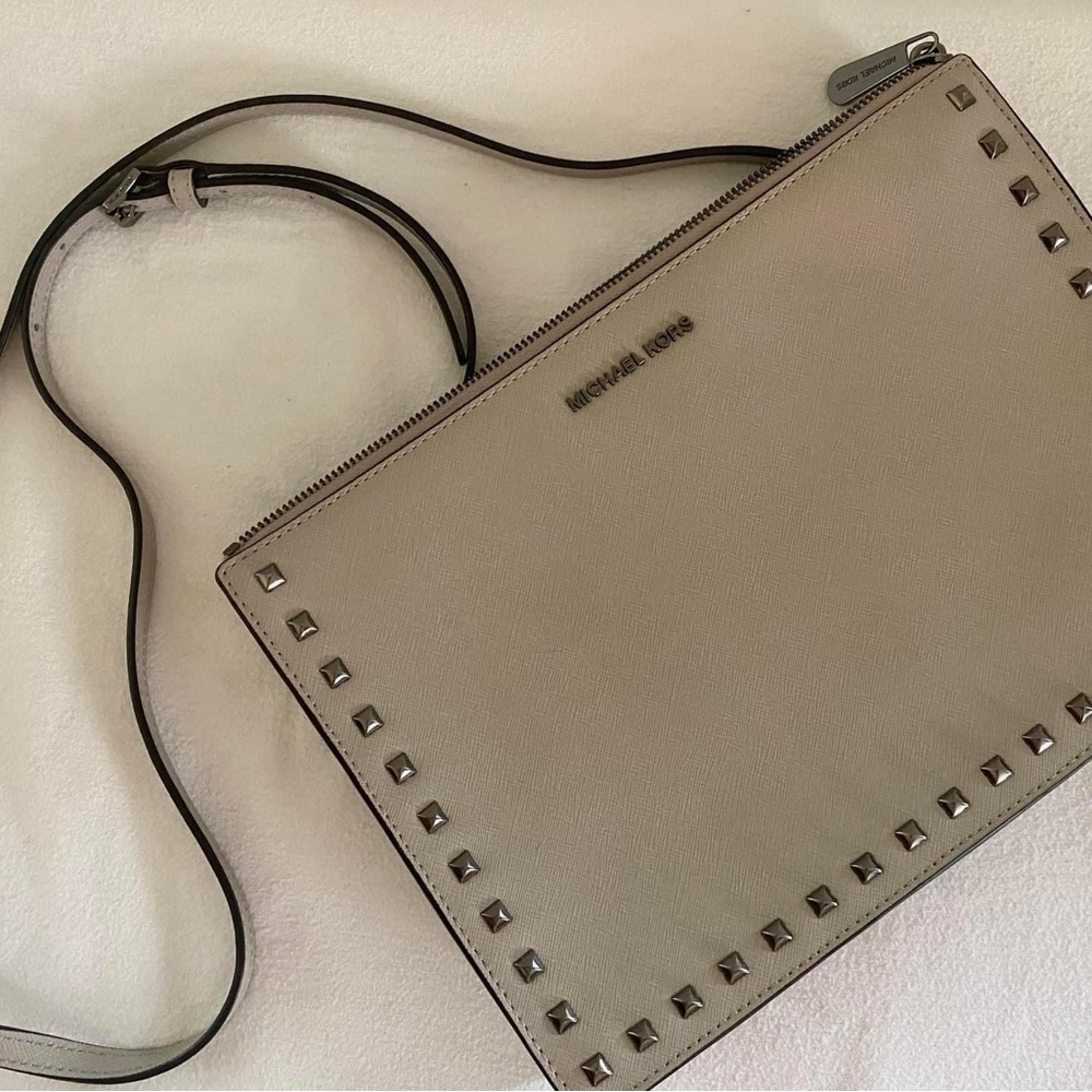 Like New Michael Kors, taupe studded crossbody